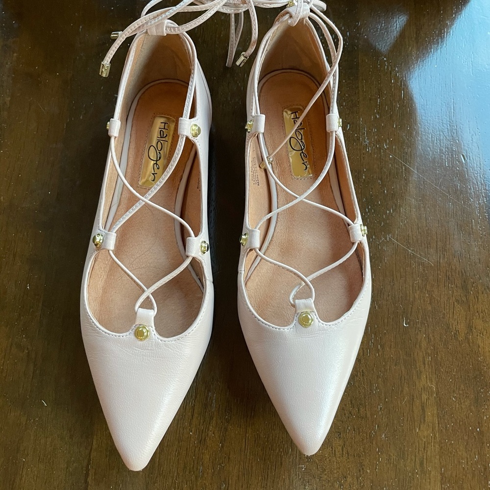 Halogen ‘Owen’ Pointy Toe Ghillie Flat Shoes